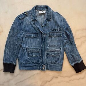 Armani Exchange Ribbed Cuff Denim Utility Blouson Jacket